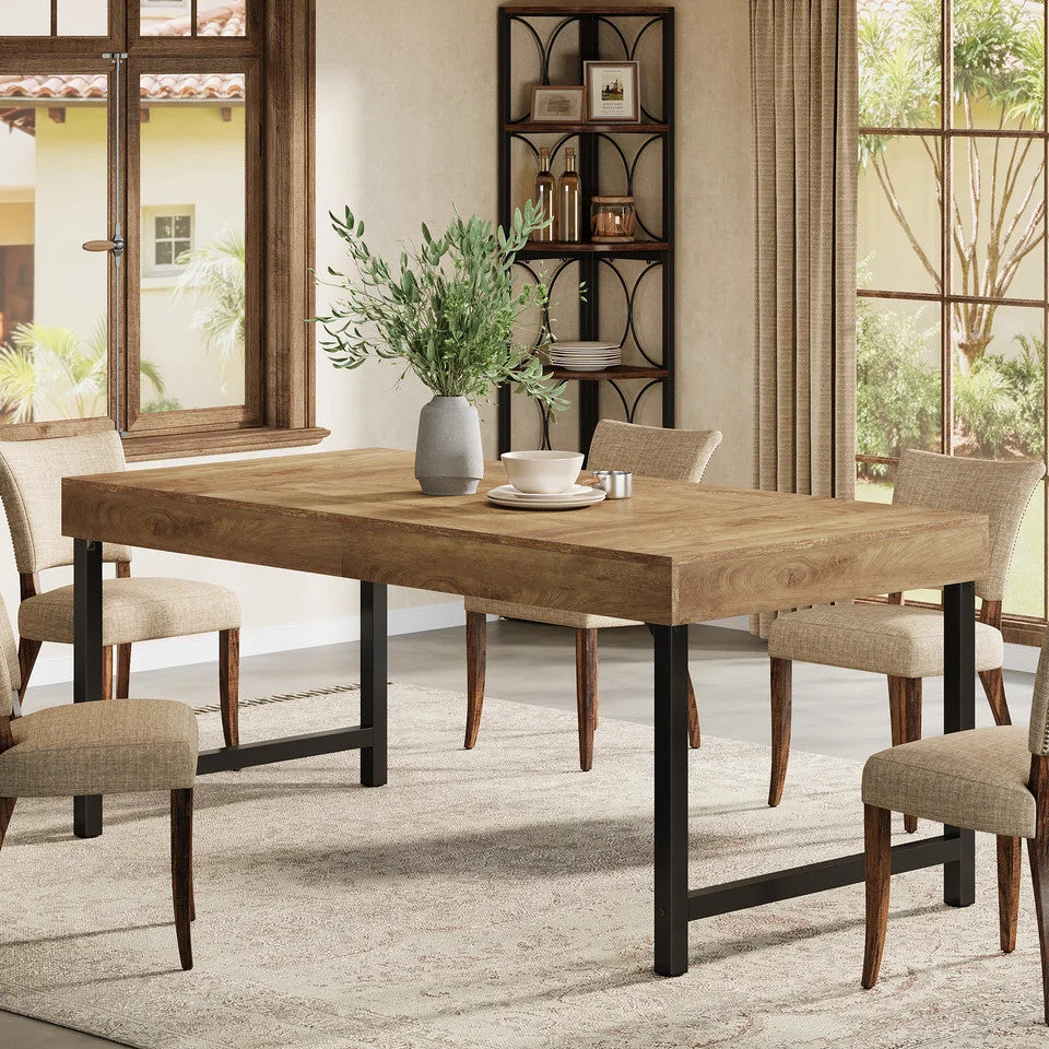 Estuary Farmhouse Dining Table for 4-6 People 55 Inches Industrial Rectan