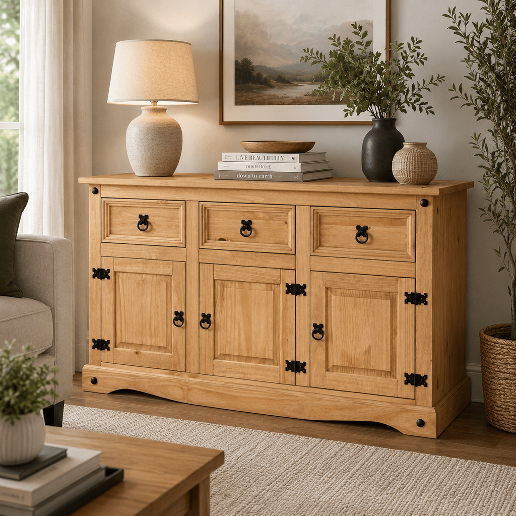Corona 3 Door 3 Drawer Sideboard Solid Mexican Pine