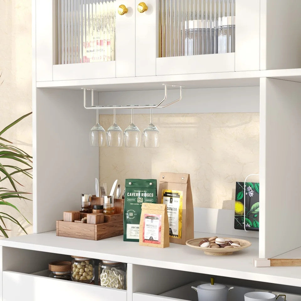 145cm Multi-Purpose Storage Cabinet – Modern White & Gold Design, Changhong Glas