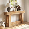 63 Inch Farmhouse Console Table – 2-Tier Narrow Entryway Table, Long Wooden Sofa