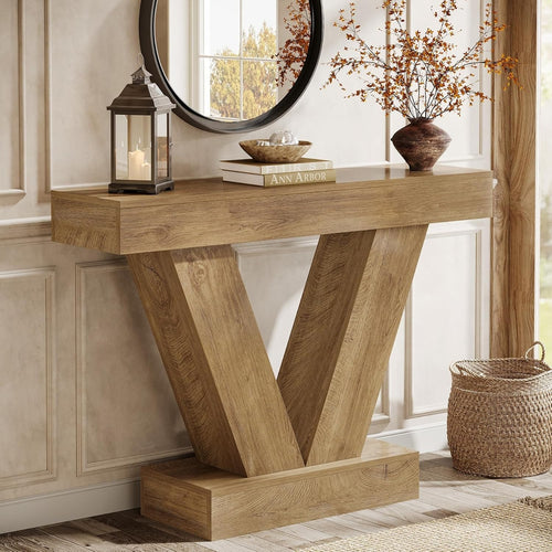 41.3" Console Table, Behind Couch Sofa Entryway Table with V-Shaped Legs, Living