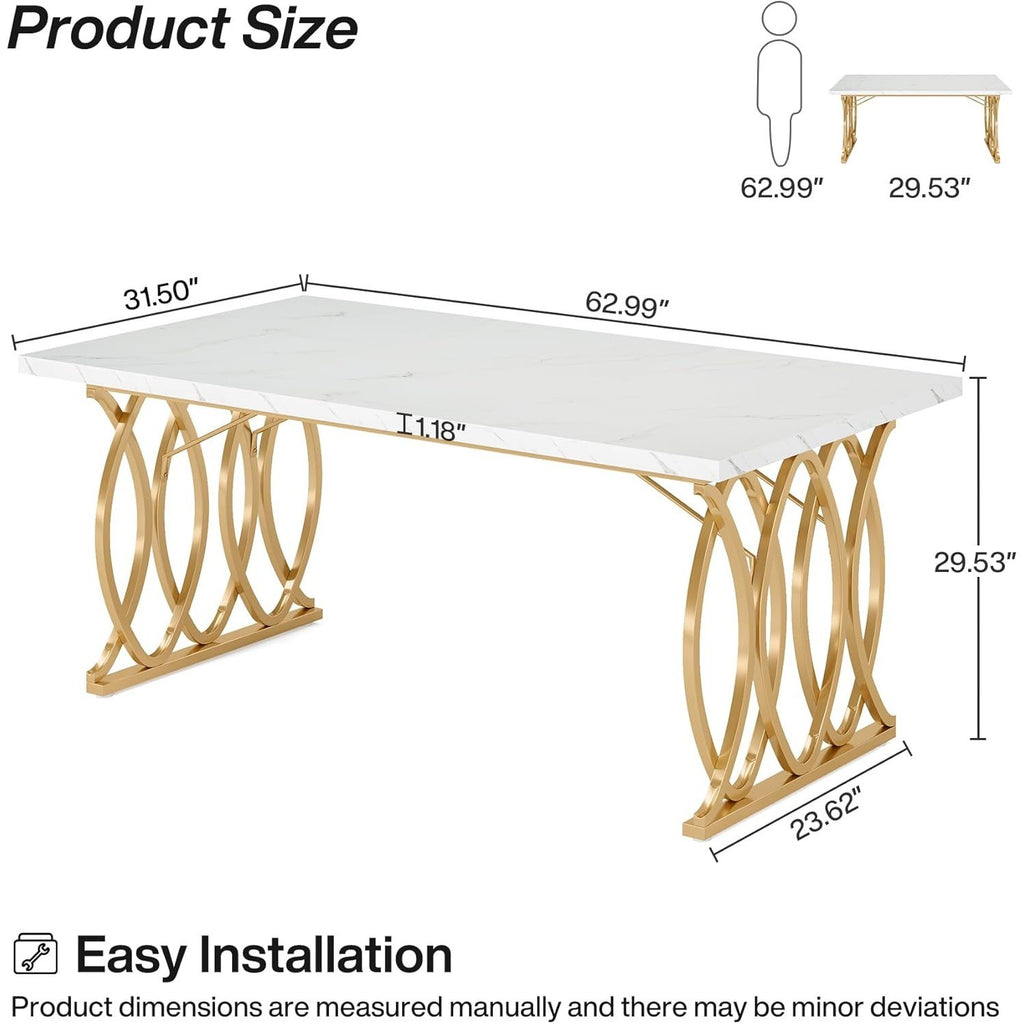 Contemporary Rectangular Dining Table, 63" In Length, Accommodates 4-6 People, F