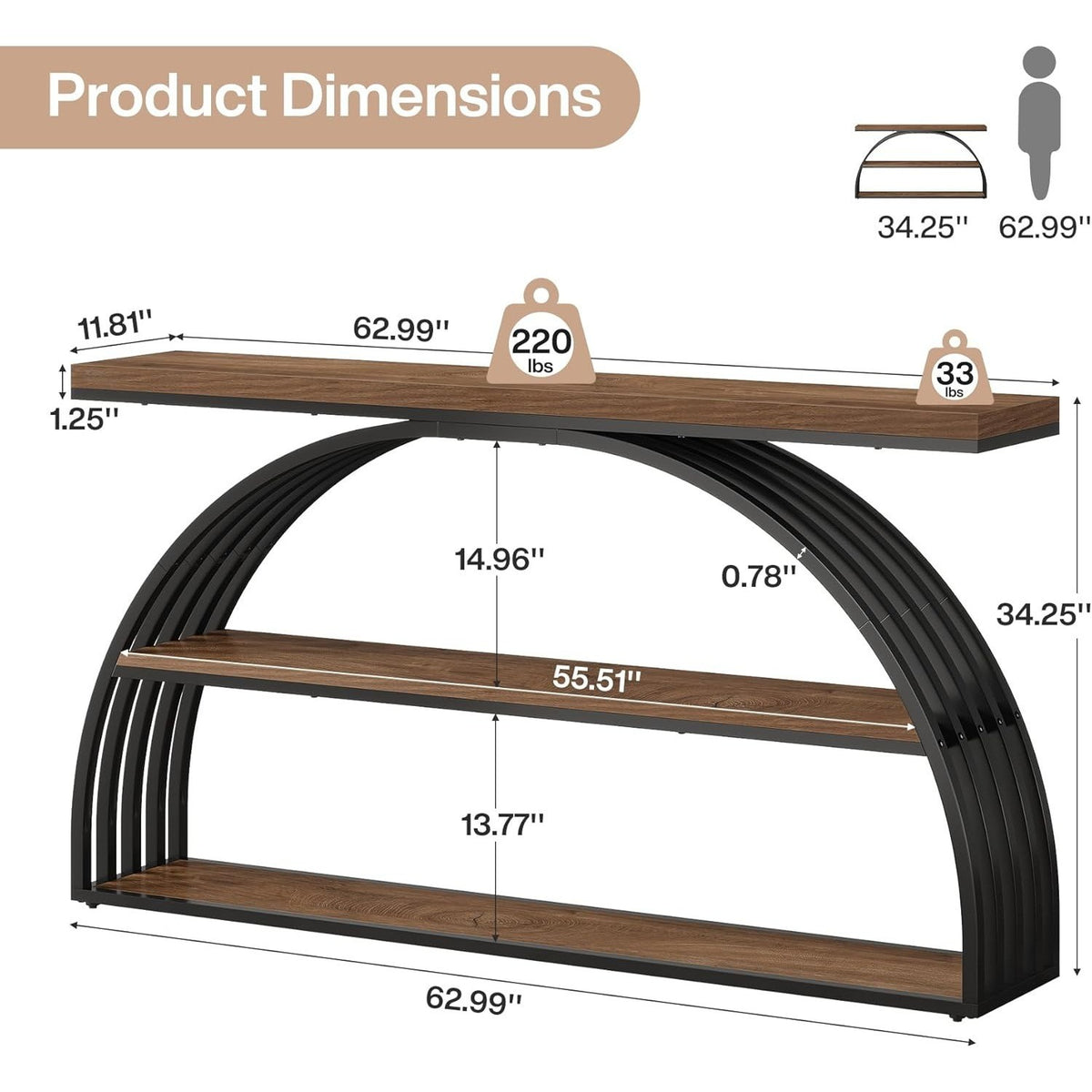 63-Inch TV Stand for TVs up to 75", Industrial Entertainment Center with Metal A