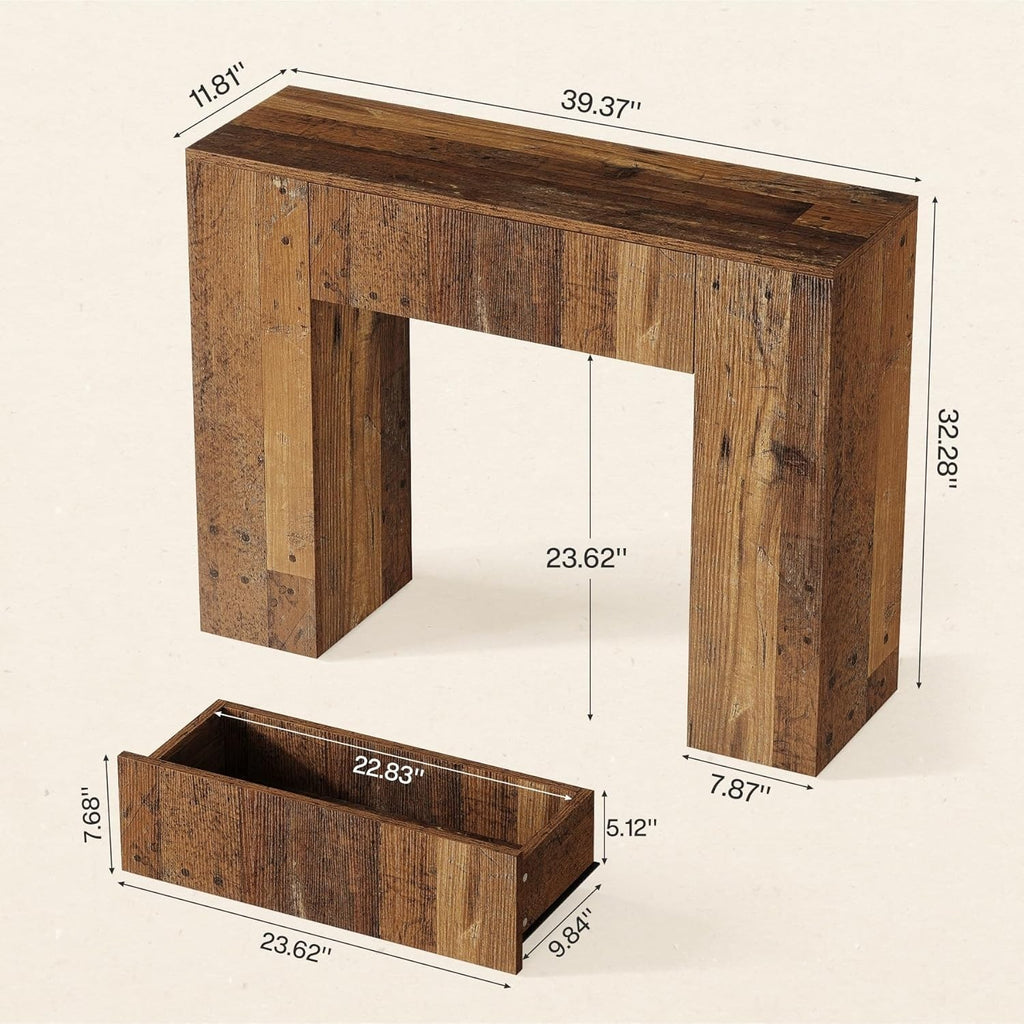 Estuary 39'' Farmhouse Console Table, Narrow Sofa Entryway Table with Drawer, Sm