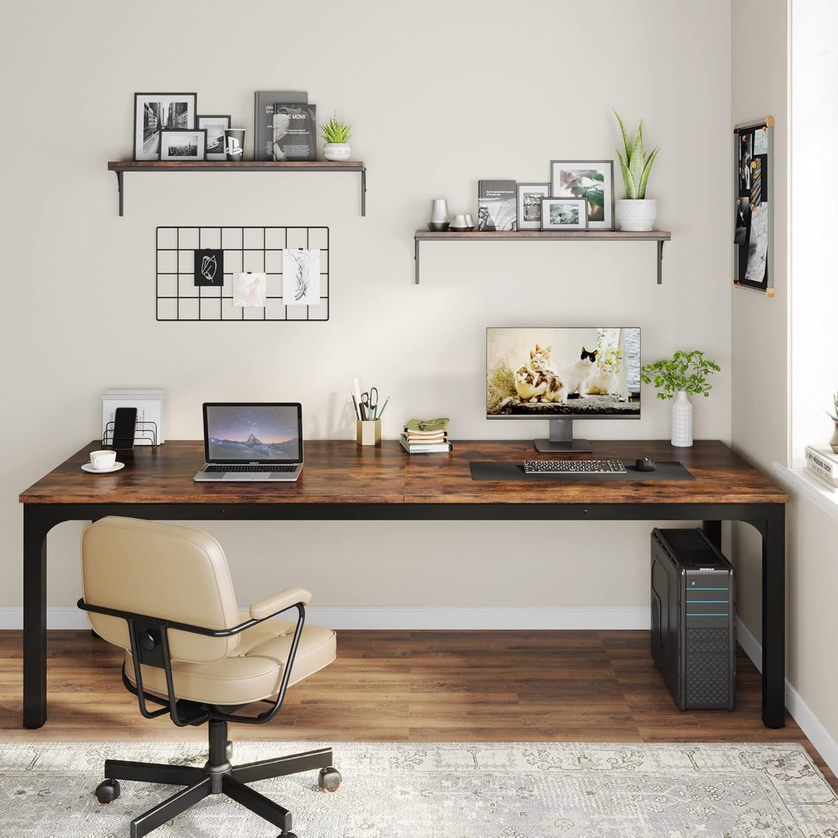 78.7 Inches Extra Long 2-Person Office Desk, Large Capacity Double Office Comput