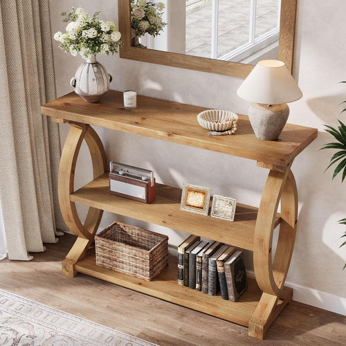 41.34-Inch Solid Wood Console Table for Entryway & Living Room, Rustic Wooden So