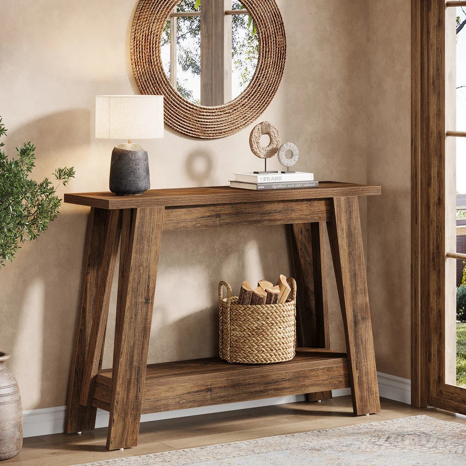 Estuary 41.3" Farmhouse Console Table, 2-Tier Wooden Entryway Table with