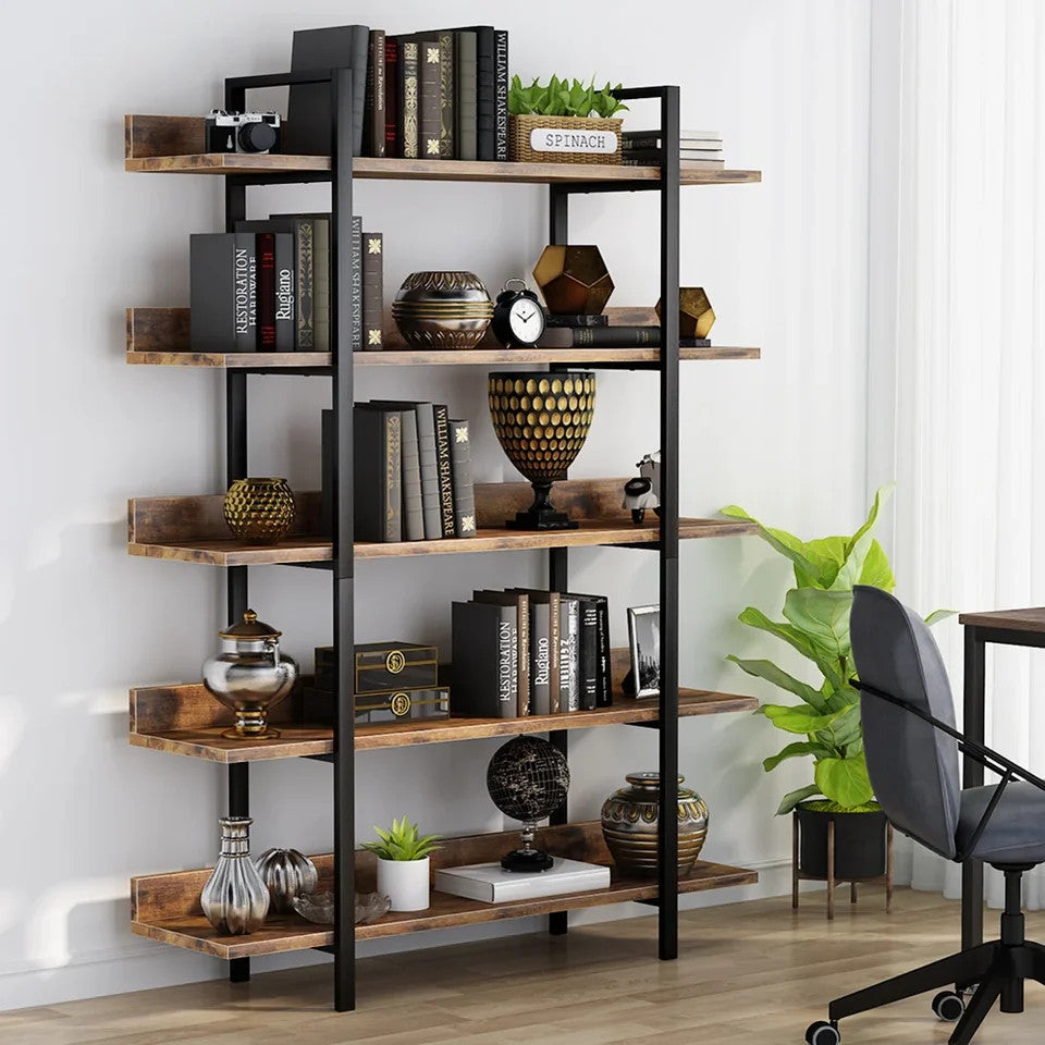 Estuary Bookshelf Storage Rack Standing Shelf 5 Tier Industrial Sturdy Bo