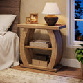 3-Tier End Table for Living Room, Narrow Bedside Table with Storage, Farmhouse W