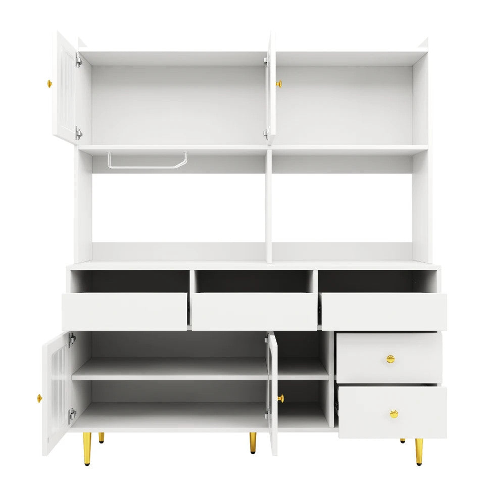 145cm Multi-Purpose Storage Cabinet – Modern White & Gold Design, Changhong Glas