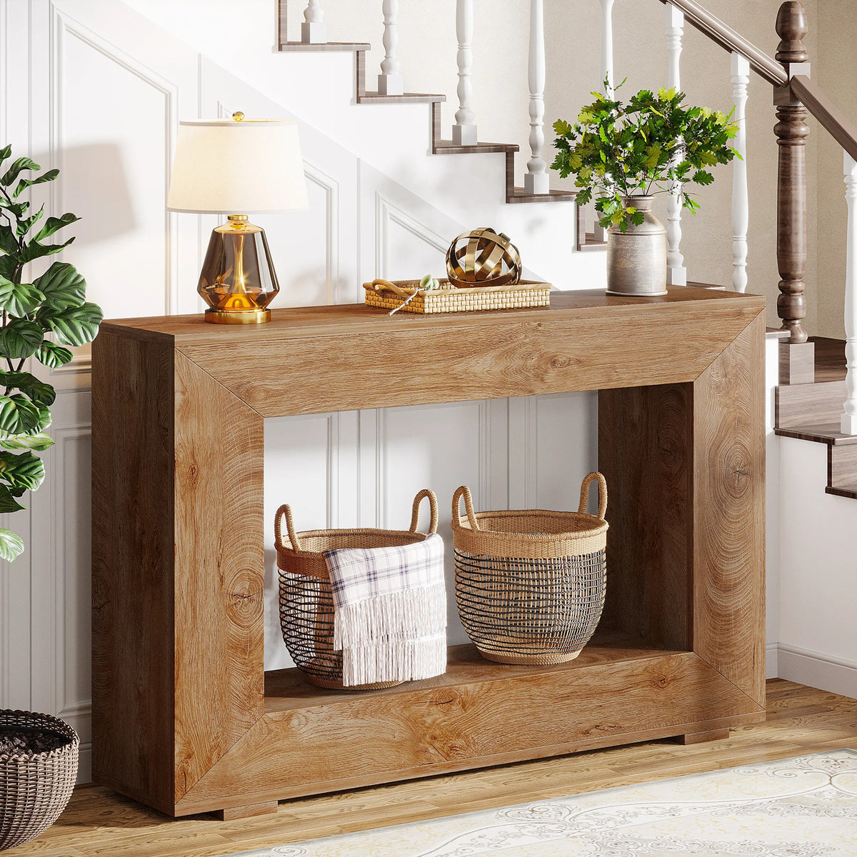 Estuary 47" Farmhouse Console Table with Storage, Industrial Hallway Sofa