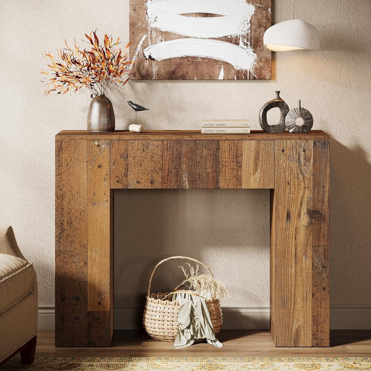 Estuary 39'' Farmhouse Console Table, Narrow Sofa Entryway Table with Drawer, Sm