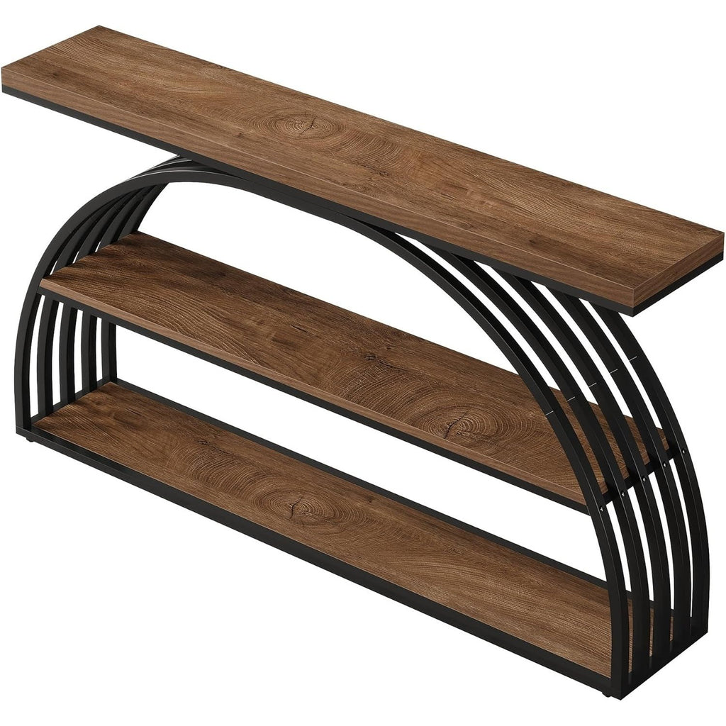 63-Inch TV Stand for TVs up to 75", Industrial Entertainment Center with Metal A