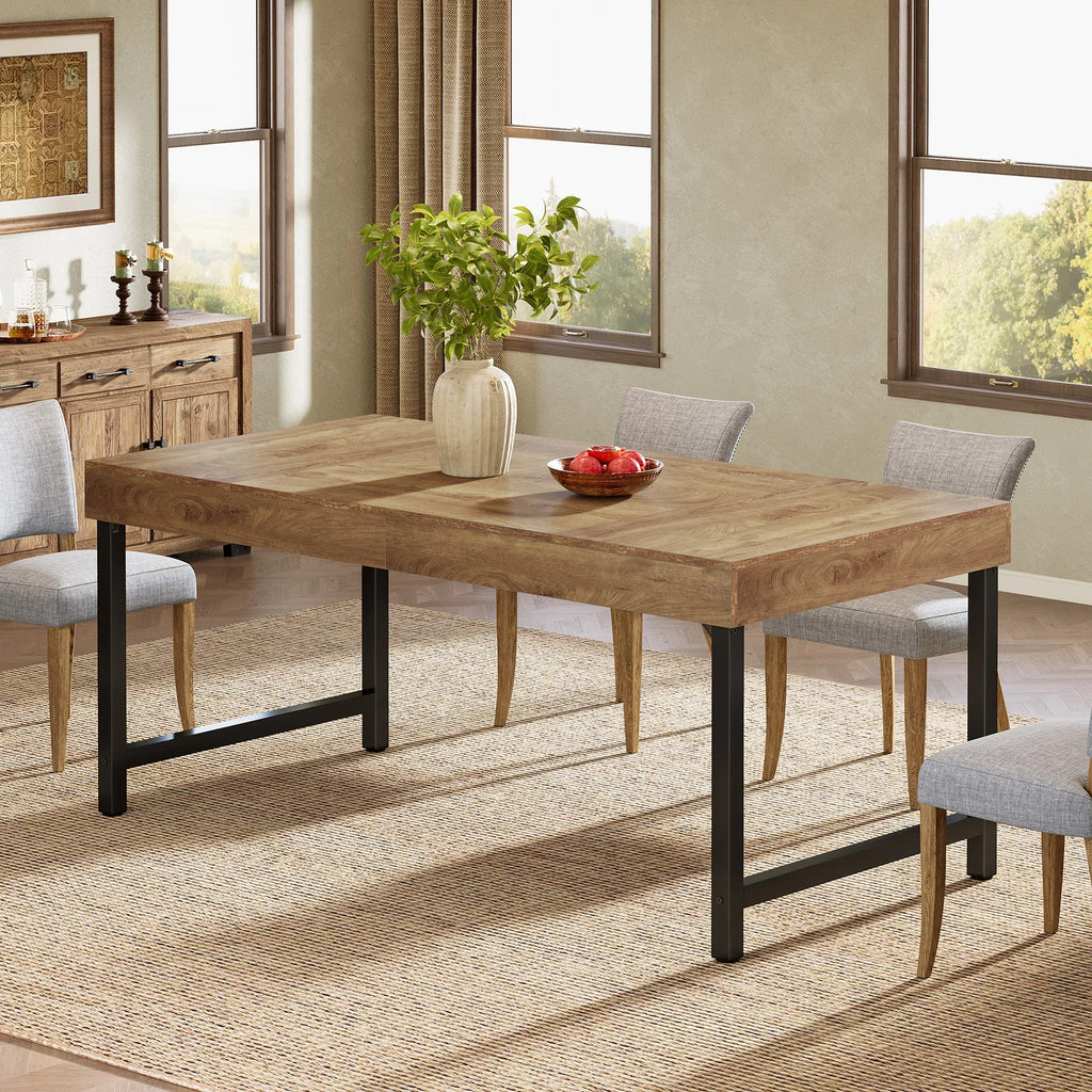 Estuary Farmhouse Dining Table for 4-6 People 55 Inches Industrial Rectan