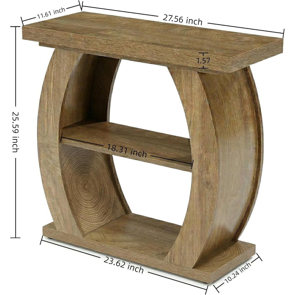 3-Tier End Table for Living Room, Narrow Bedside Table with Storage, Farmhouse W
