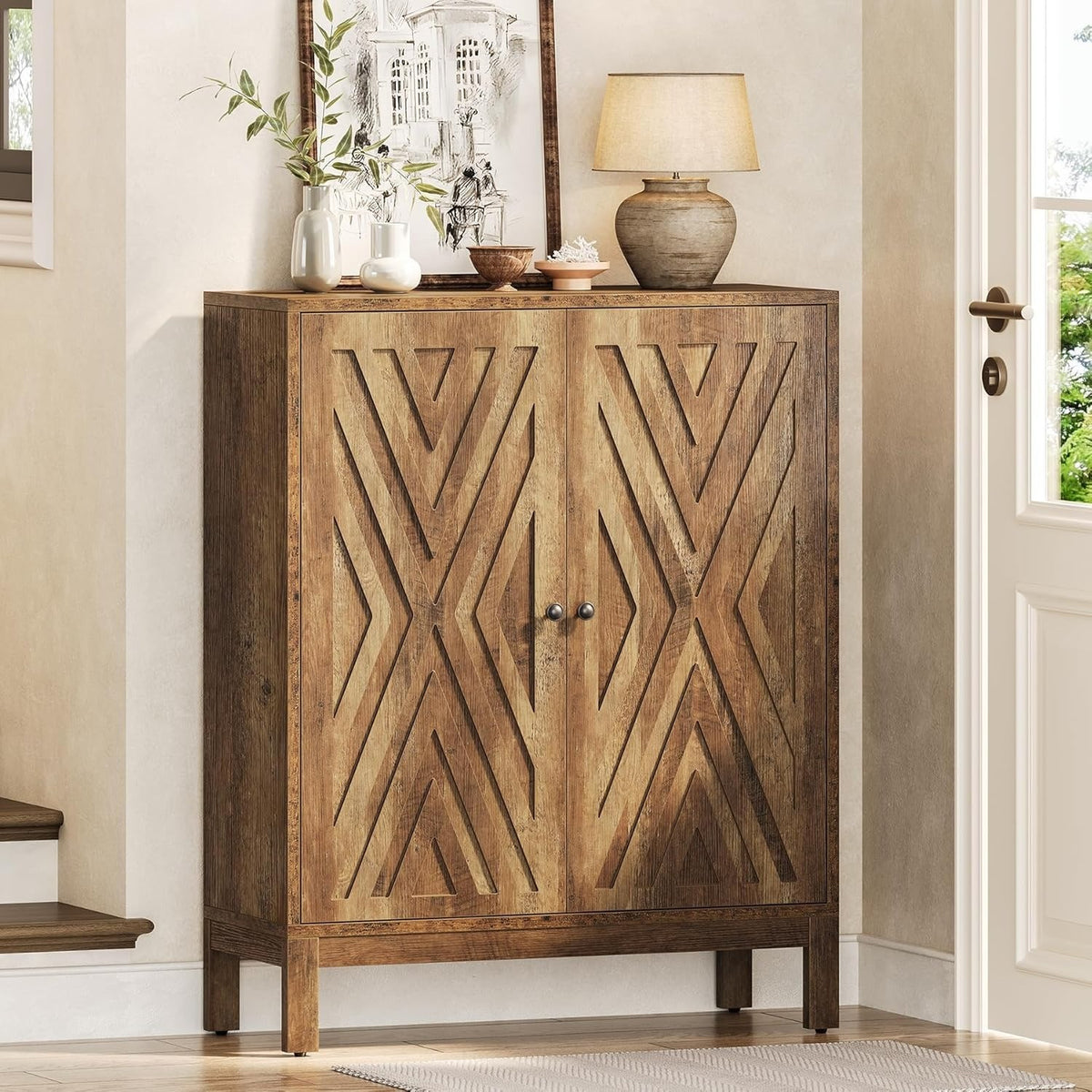 5-Tier Office Modular Partitioned Storage Cabinet, Brown Wooden Adjustable Shelf