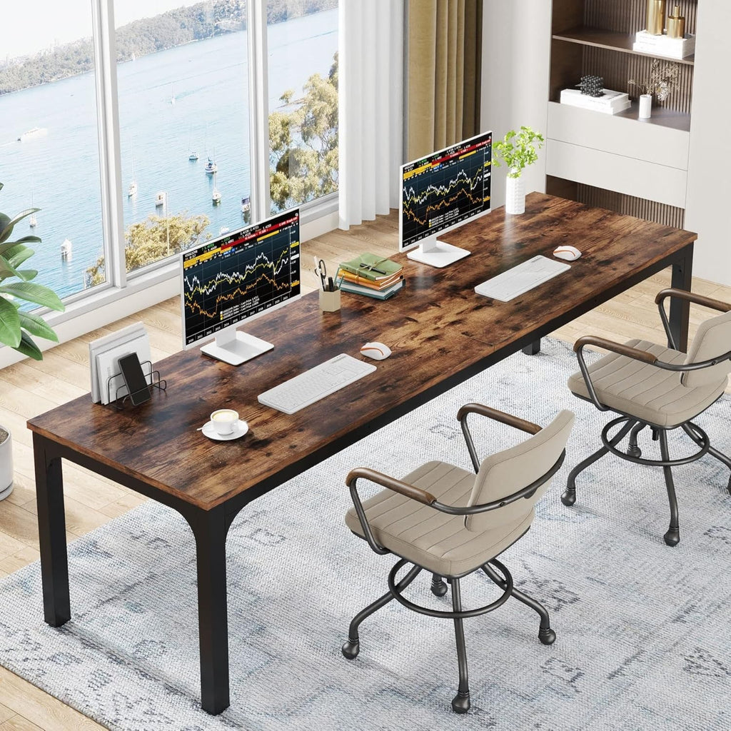 78.7 Inches Extra Long 2-Person Office Desk, Large Capacity Double Office Comput