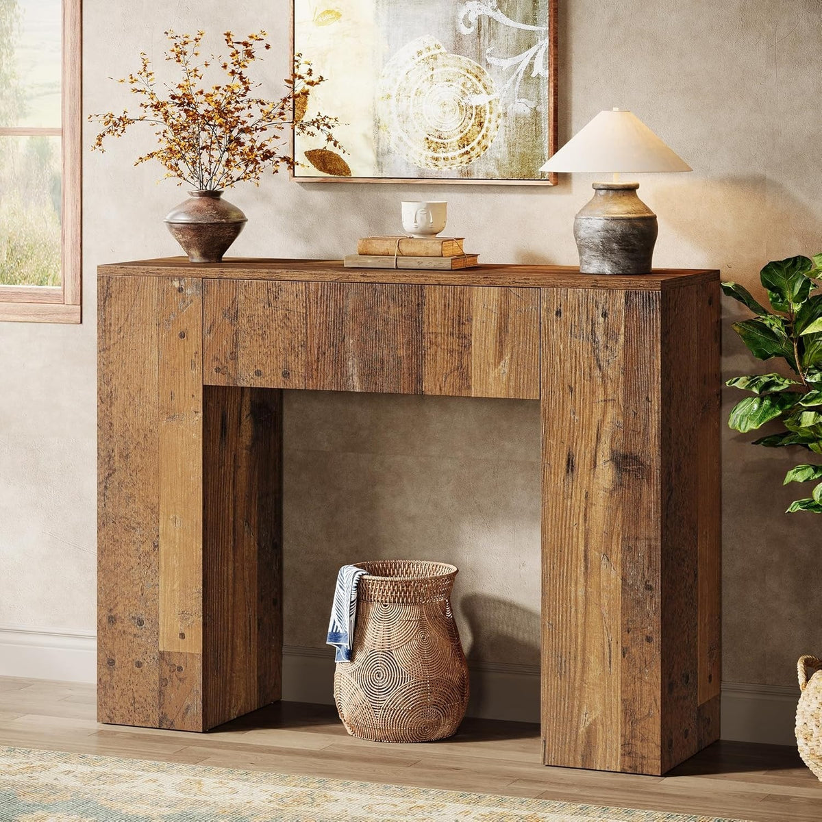 Estuary 39'' Farmhouse Console Table, Narrow Sofa Entryway Table with Drawer, Sm