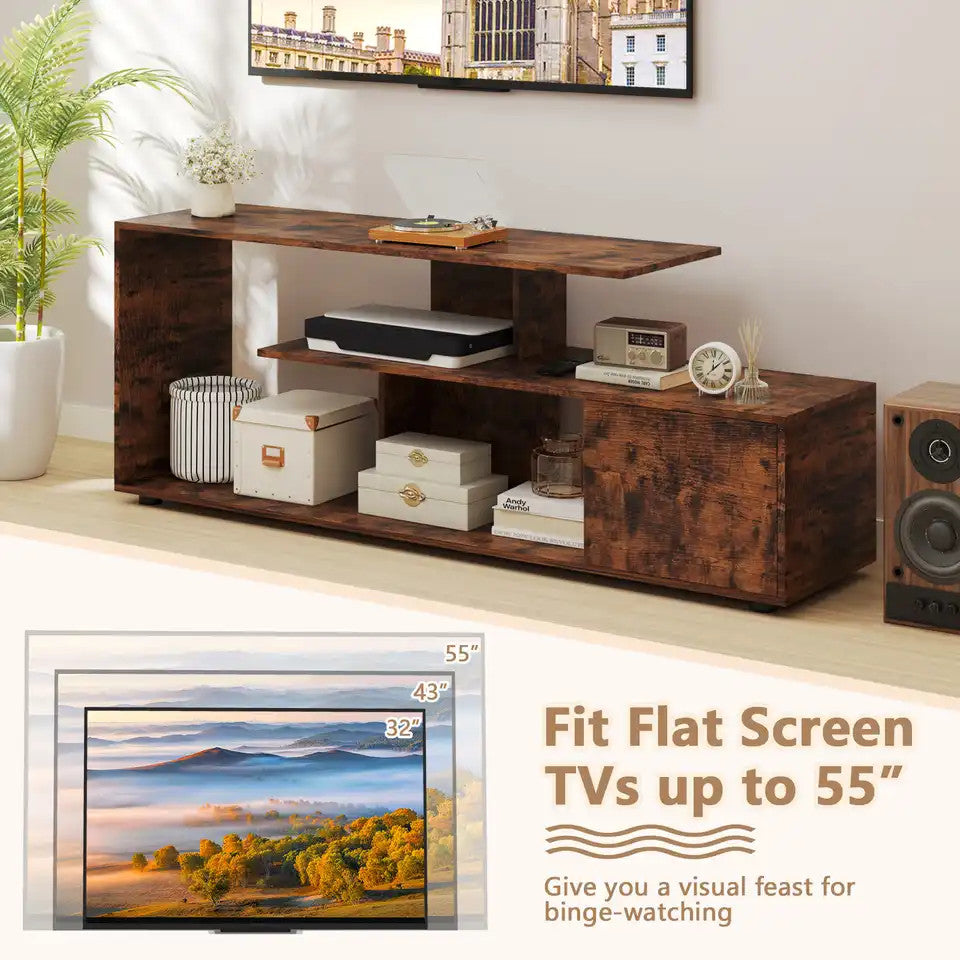 Estuary TV Stand for TVs up to 55” 3-Tier Media Console Table w/Storage-Coffee