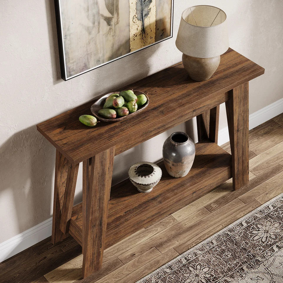 Estuary 41.3" Farmhouse Console Table, 2-Tier Wooden Entryway Table with