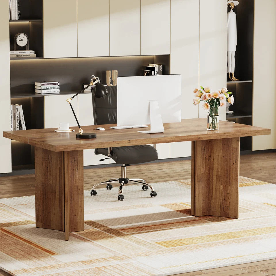 Estuary 63-inch Executive Desk, Vintage Home Office Computer Desk with La