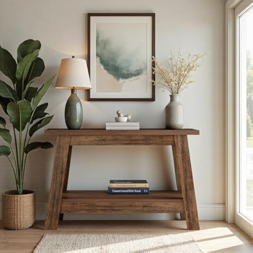 41.3-Inch Farmhouse Entryway Table, 2-Tier Narrow Console Table Behind The Couch