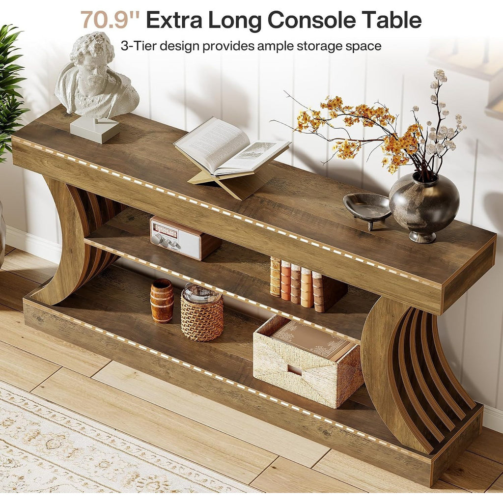 Estuary 180.09 cmExtra Long Console Table, 3-Tier Narrow Farmhouse Sofa Table Be