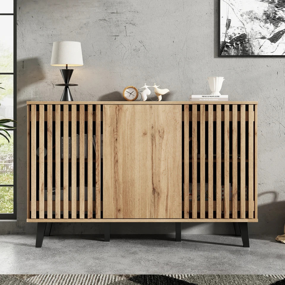 Estuary Modern Vintage Storage Cabinet, Sideboard Buffet with 3 Doors, Si