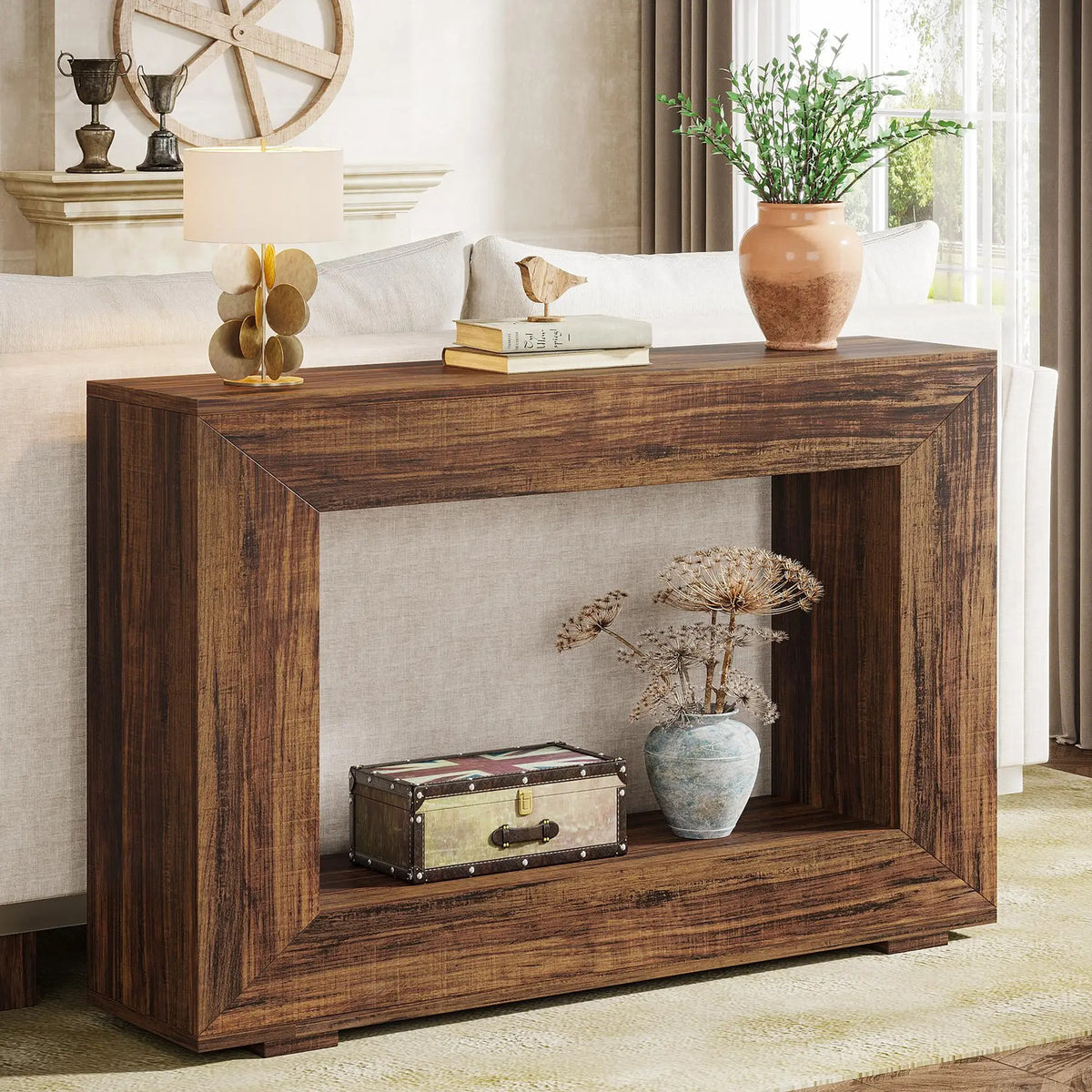 Estuary 47" Farmhouse Console Table with Storage, Industrial Hallway Sofa