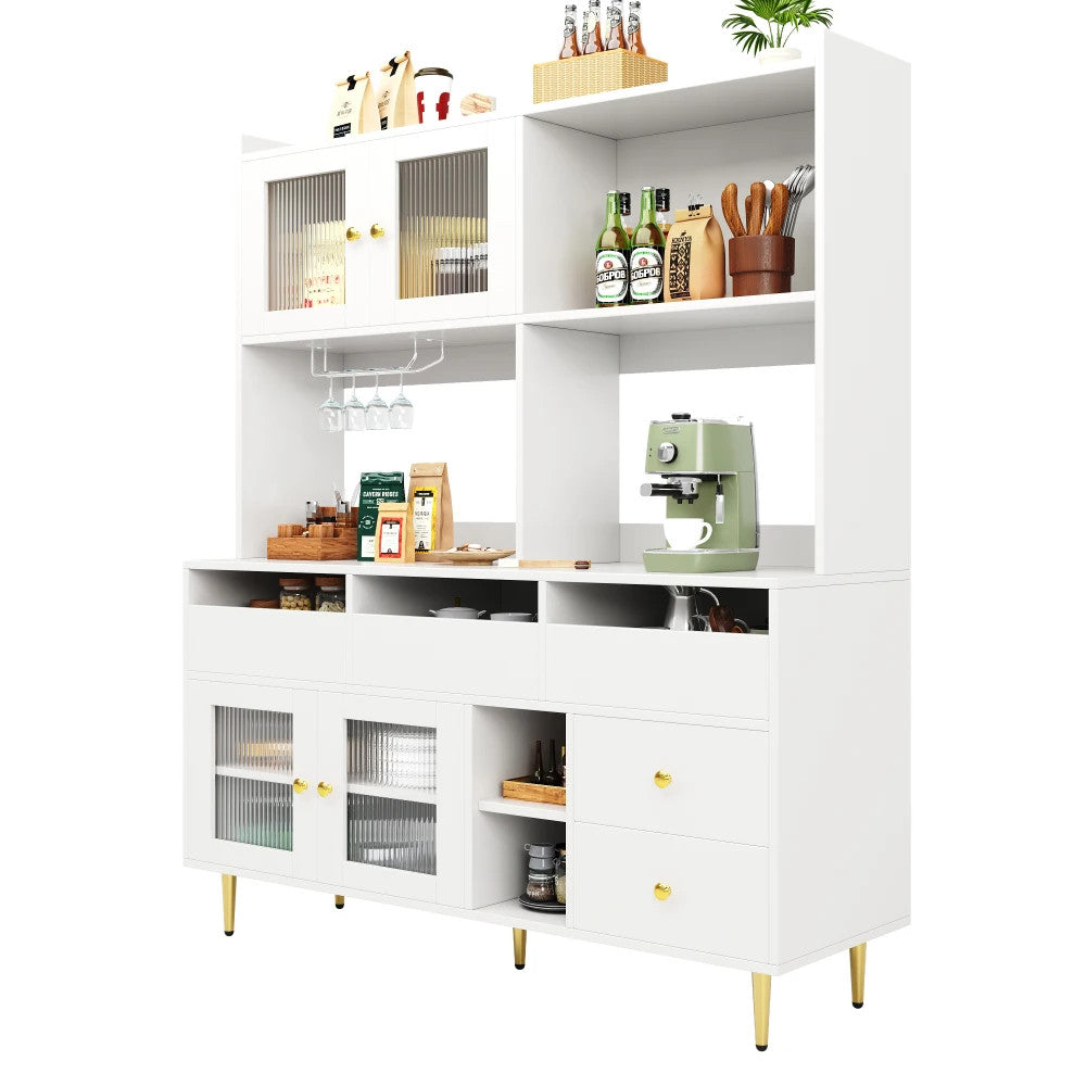 145cm Multi-Purpose Storage Cabinet – Modern White & Gold Design, Changhong Glas