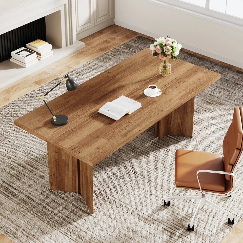 Estuary 63-inch Executive Desk, Vintage Home Office Computer Desk with La