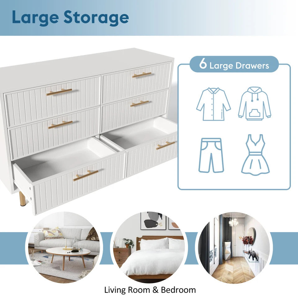 Estuary Sideboard Cabinet for Living Room, Chest of Drawers with 6 drawers,