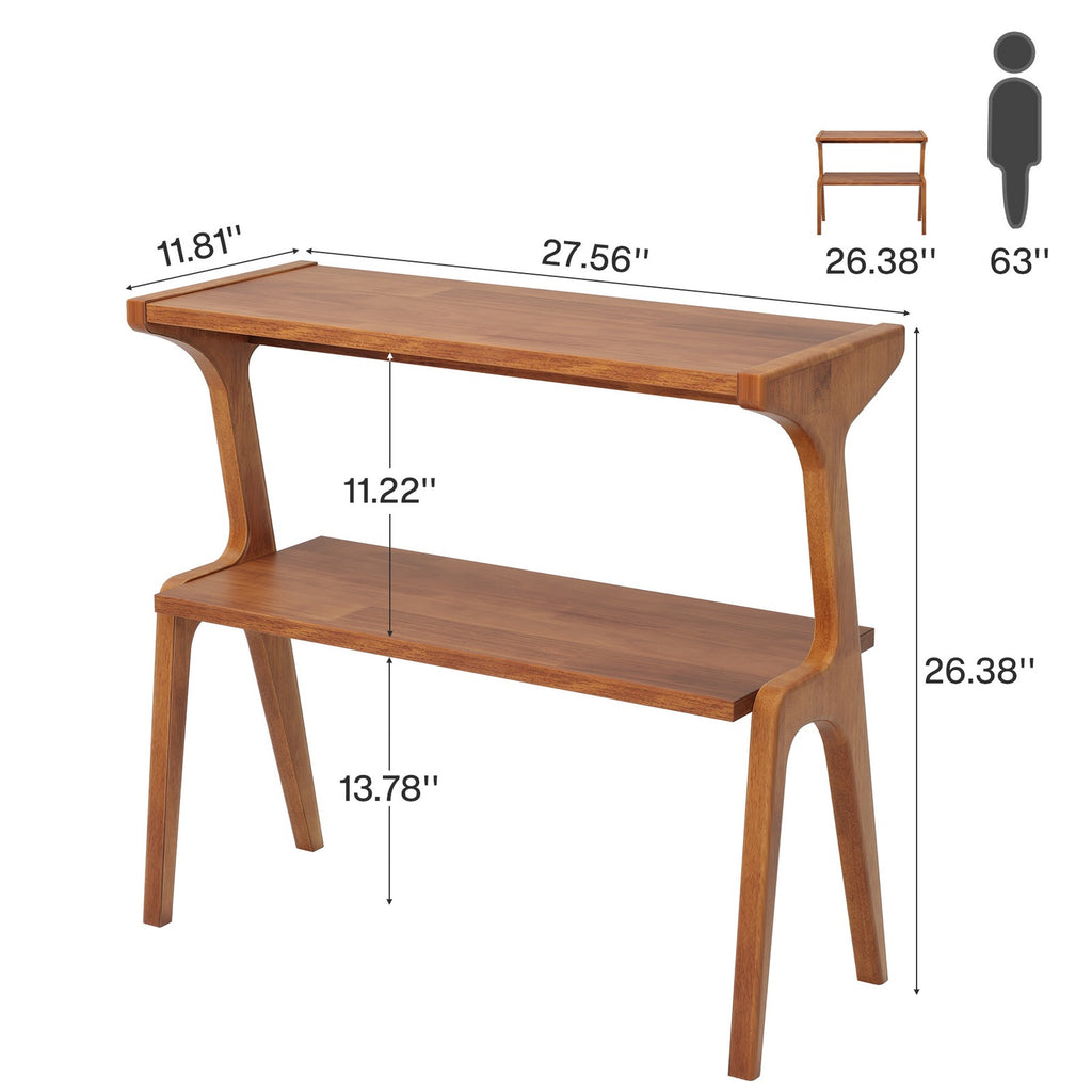 Narrow End Table for Living Room, Farmhouse Slim Sofa Side Table with Storage Sh
