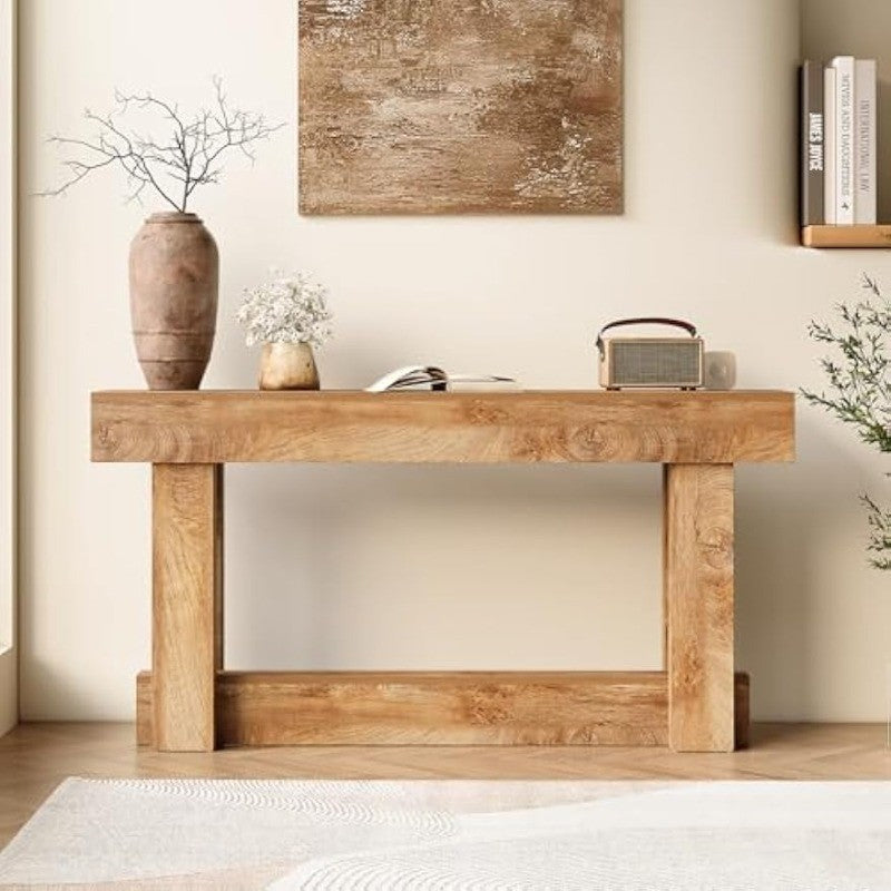 63 Inch Farmhouse Console Table – 2-Tier Narrow Entryway Table, Long Wooden Sofa