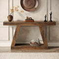 55-Inch Farmhouse Console Table with 2-Tier Storage Shelves - Rustic Industrial