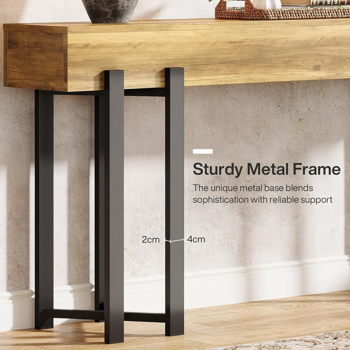 Narrow Console Table 160 cm in Country House Style - Space-Saving for Hallway, H