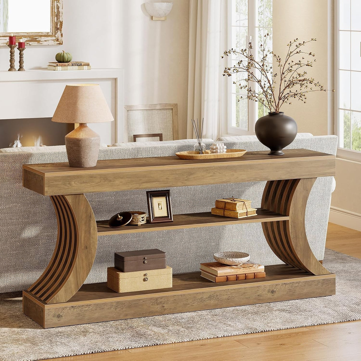 Estuary 180.09 cmExtra Long Console Table, 3-Tier Narrow Farmhouse Sofa Table Be