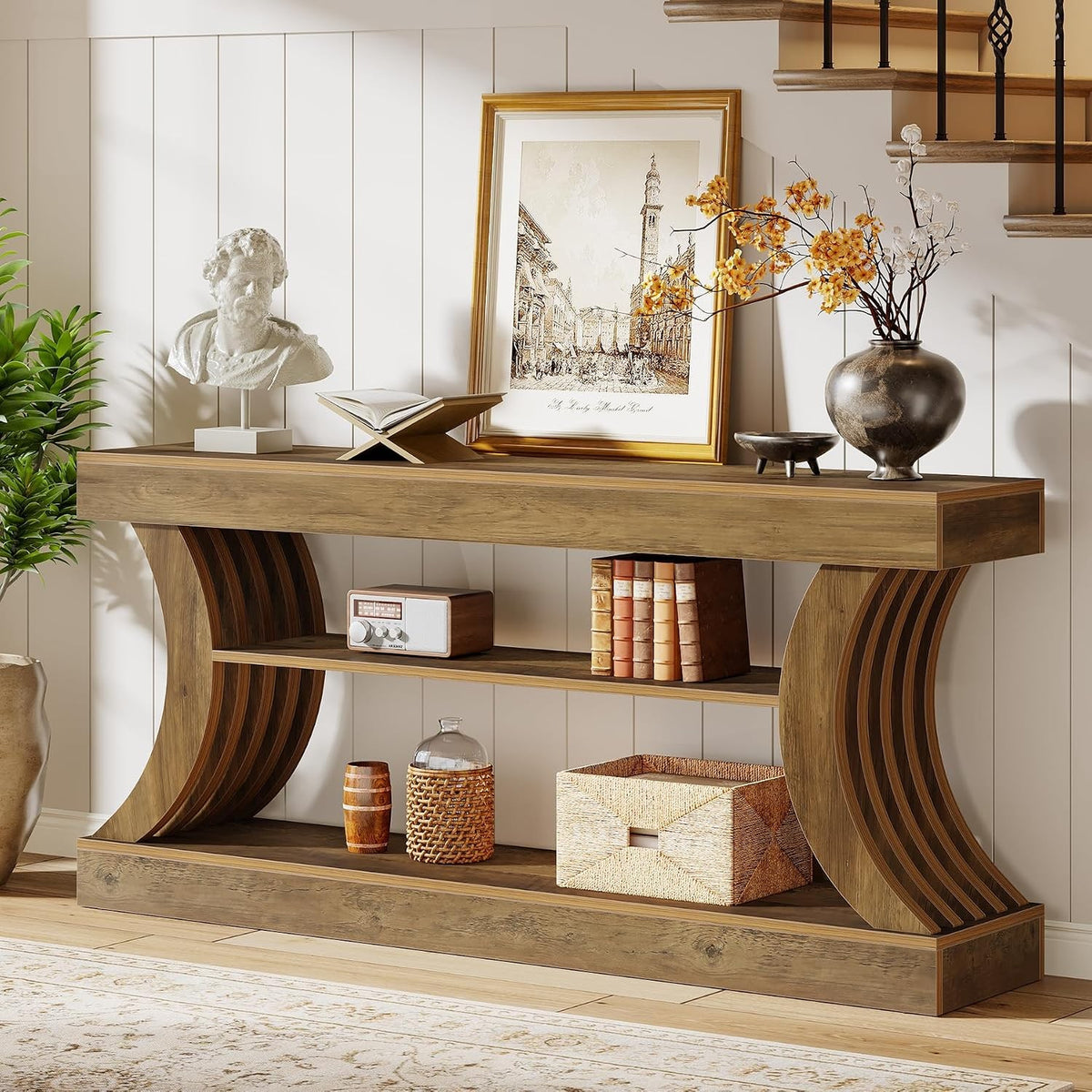 Estuary 180.09 cmExtra Long Console Table, 3-Tier Narrow Farmhouse Sofa Table Be