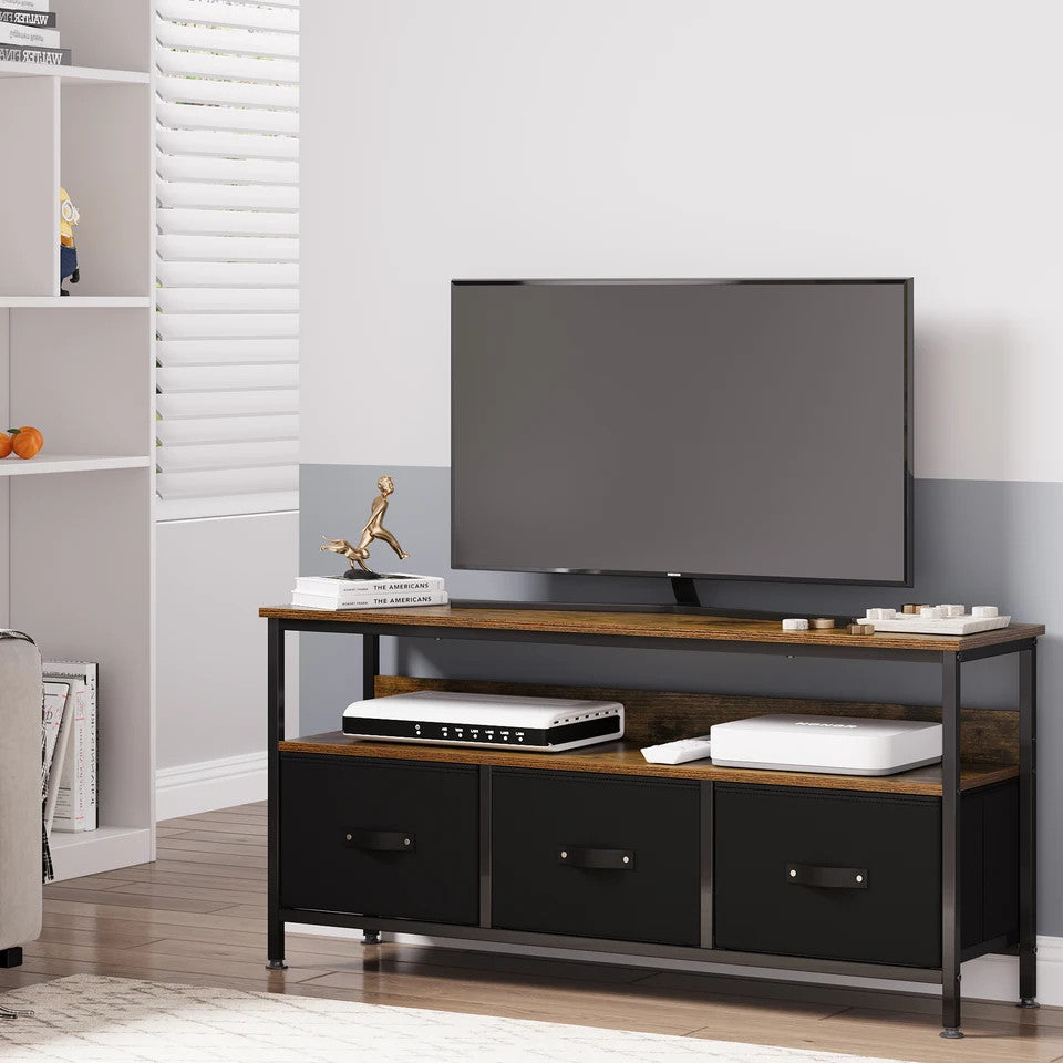 EstuaryTV Stand with 3 Fabric Drawers for 55 Inch TV Entertainment Center Media