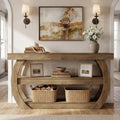 Estuary Farmhouse Console Table, 3-Tier Wooden Entryway Table with Storage Shelv