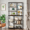 Estuary 79 Inches Bookcase with Open Shelves, 9-Tier Industrial Bookshelf