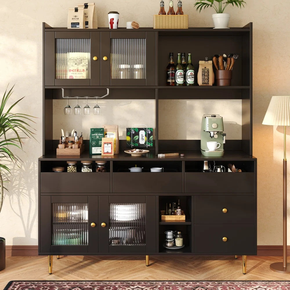 145cm Multi-Purpose Storage Cabinet – Modern White & Gold Design, Changhong Glas