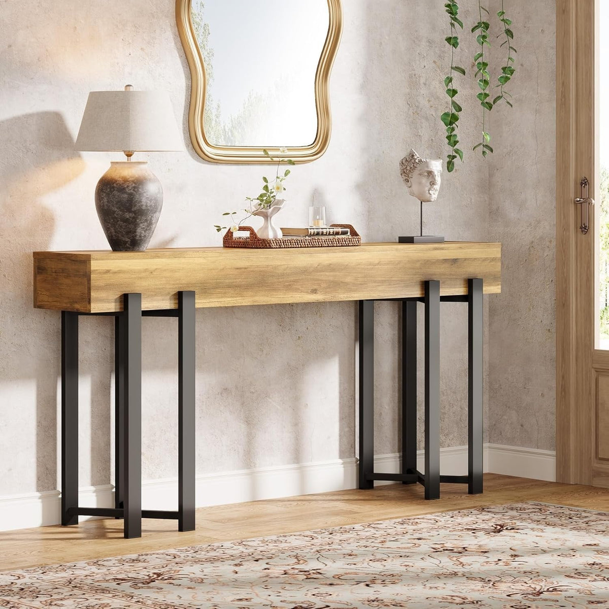 Narrow Console Table 160 cm in Country House Style - Space-Saving for Hallway, H