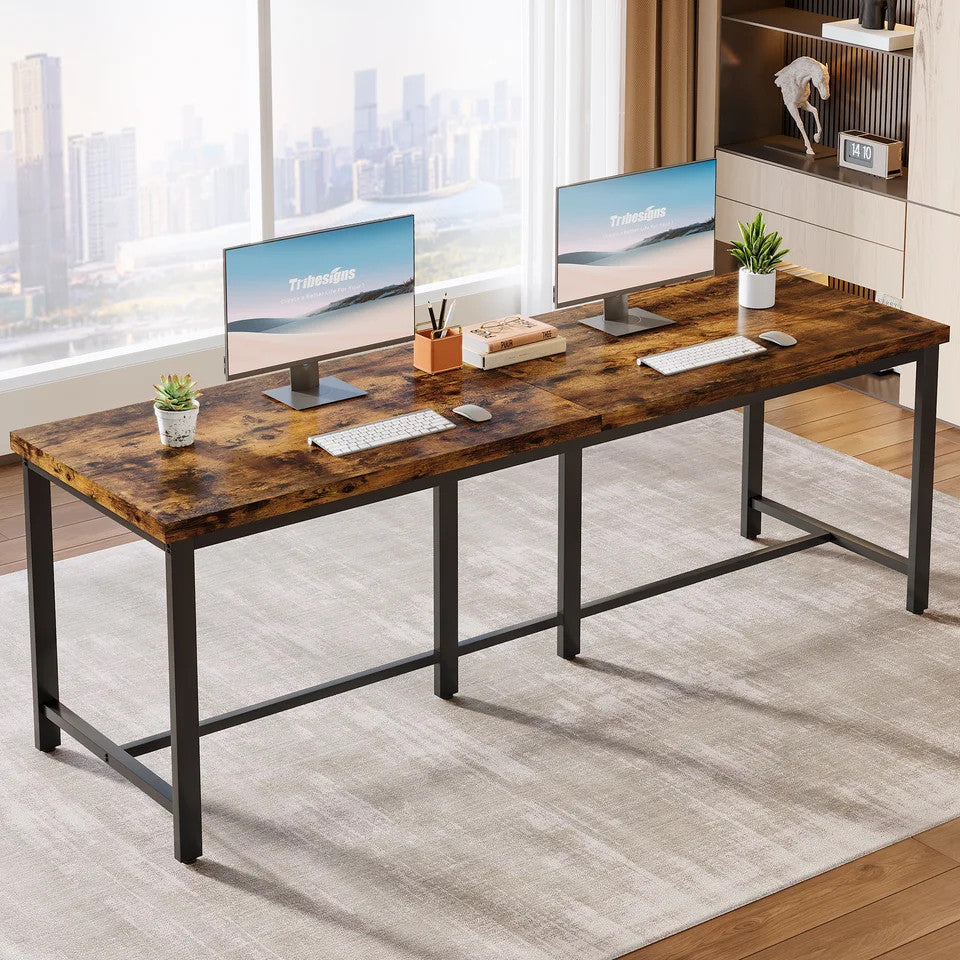 Estuary 78.7 inch Double Computer Desk, Extra Long 2 Person Desk Workstation,