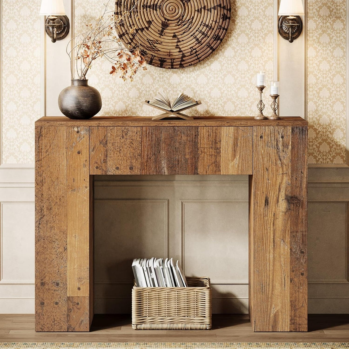 Estuary 39'' Farmhouse Console Table, Narrow Sofa Entryway Table with Drawer, Sm