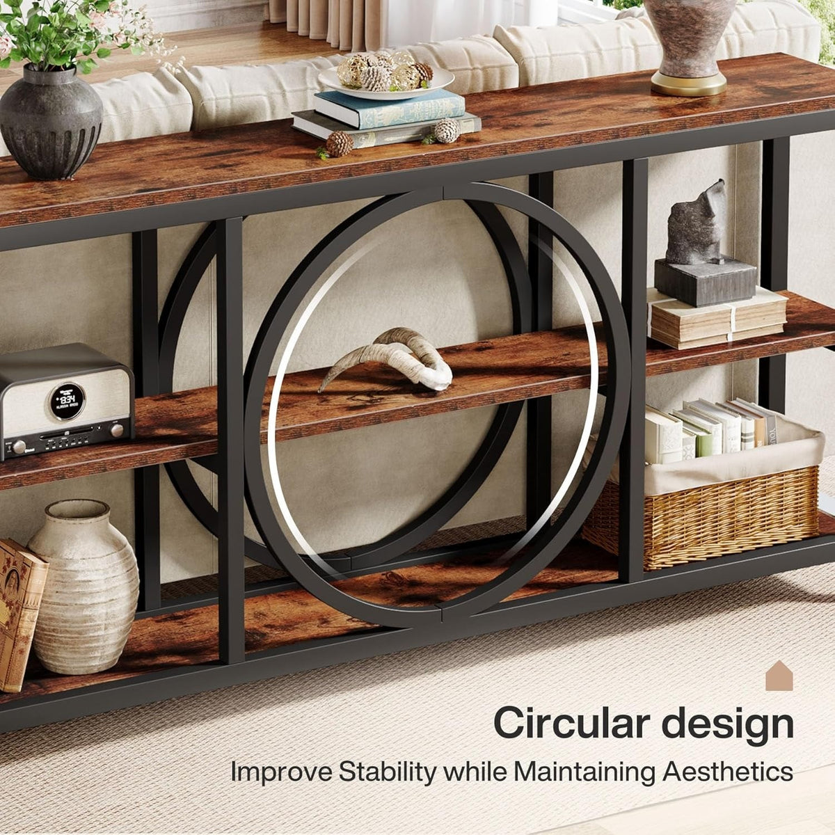70.9 Inch Extra Long Console Table for Entryway, Sofa Table Behind Couch with 3