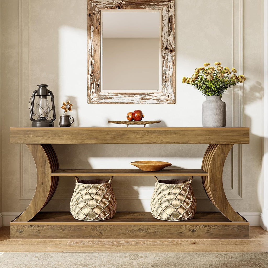 Estuary 180.09 cmExtra Long Console Table, 3-Tier Narrow Farmhouse Sofa Table Be