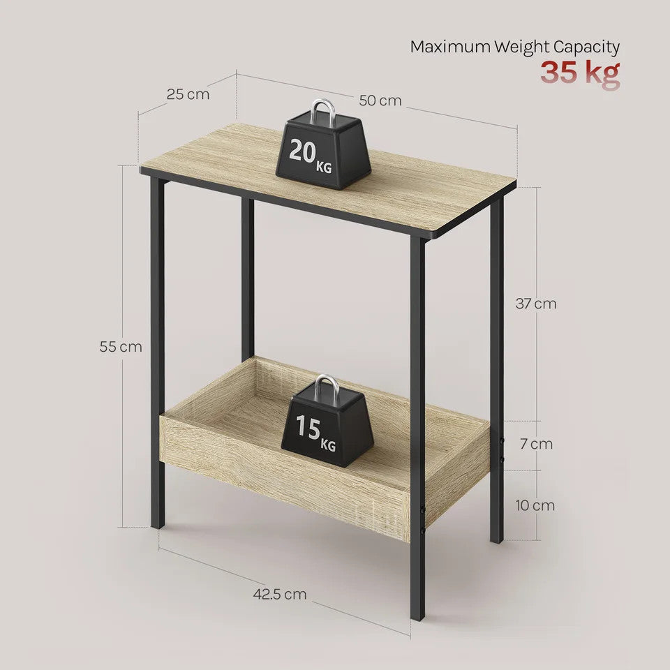 Estuary Rectangular Coffee Table Small Side Table with 2 Shelves Space Saving In